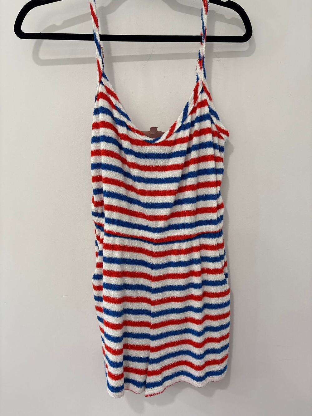 Show Me Your Mumu Striped Patriotic Red White and Blue Terry Cloth Romper Size S